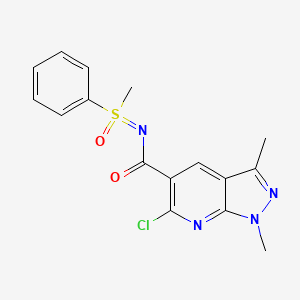 molecular formula C16H15ClN4O2S B3042685 N5-(1-Methyl-1-oxo-1-phenyl-lambda6-sulphanylidene)-6-chloro-1,3-dimethyl-1H-pyrazolo[3,4b]pyridine-5-carboxamide CAS No. 650615-76-2