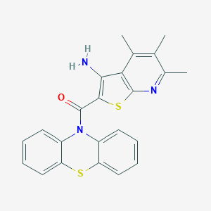 molecular formula C23H19N3OS2 B304269 4,5,6-trimethyl-2-(10H-phenothiazin-10-ylcarbonyl)thieno[2,3-b]pyridin-3-ylamine 