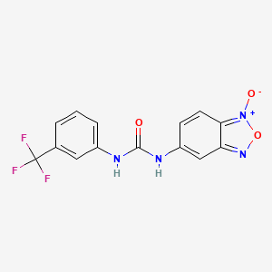 molecular formula C14H9F3N4O3 B3042704 5-({[3-(Trifluoromethyl)anilino]carbonyl}amino)-2,1,3-benzoxadiazol-1-ium-1-olate CAS No. 655234-82-5