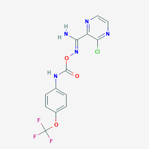 molecular formula C13H9ClF3N5O3 B3042707 3-chloro-N'-({[4-(trifluoromethoxy)anilino]carbonyl}oxy)pyrazine-2-carboximidamide CAS No. 655235-23-7