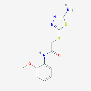 molecular formula C11H12N4O2S2 B304271 2-[(5-amino-1,3,4-thiadiazol-2-yl)sulfanyl]-N-(2-methoxyphenyl)acetamide 