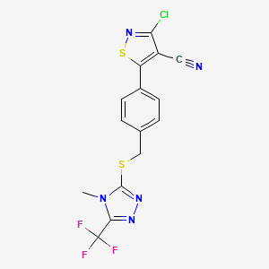 molecular formula C15H9ClF3N5S2 B3042729 3-chloro-5-[4-({[4-methyl-5-(trifluoromethyl)-4H-1,2,4-triazol-3-yl]thio}methyl)phenyl]isothiazole-4-carbonitrile CAS No. 662138-29-6