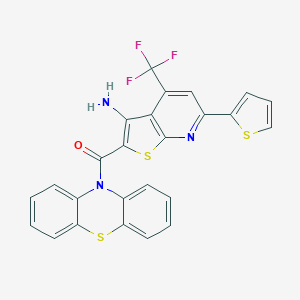 molecular formula C25H14F3N3OS3 B304276 2-(10H-phenothiazin-10-ylcarbonyl)-6-(2-thienyl)-4-(trifluoromethyl)thieno[2,3-b]pyridin-3-amine 