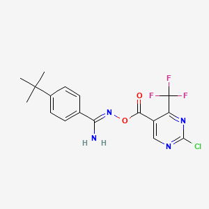 molecular formula C17H16ClF3N4O2 B3042779 O1-{[2-chloro-4-(trifluoromethyl)pyrimidin-5-yl]carbonyl}-4-(tert-butyl)benzene-1-carbohydroximamide CAS No. 680210-92-8