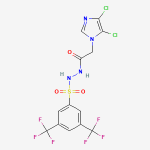 molecular formula C13H8Cl2F6N4O3S B3042784 N'1-[2-(4,5-dichloro-1H-imidazol-1-yl)acetyl]-3,5-di(trifluoromethyl)benzene-1-sulphonohydrazide CAS No. 680211-46-5