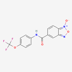 molecular formula C14H8F3N3O4 B3042789 5-{[4-(Trifluoromethoxy)anilino]carbonyl}-2,1,3-benzoxadiazol-1-ium-1-olate CAS No. 680211-77-2