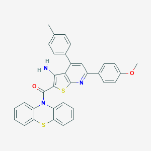molecular formula C34H25N3O2S2 B304279 6-(4-methoxyphenyl)-4-(4-methylphenyl)-2-(10H-phenothiazin-10-ylcarbonyl)thieno[2,3-b]pyridin-3-amine 