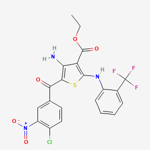 molecular formula C21H15ClF3N3O5S B3042792 Ethyl 4-amino-5-(4-chloro-3-nitrobenzoyl)-2-[2-(trifluoromethyl)anilino]thiophene-3-carboxylate CAS No. 680212-25-3