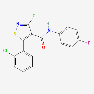 molecular formula C16H9Cl2FN2OS B3042794 3-chloro-5-(2-chlorophenyl)-N-(4-fluorophenyl)-1,2-thiazole-4-carboxamide CAS No. 680212-81-1