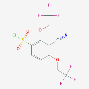 molecular formula C11H6ClF6NO4S B3042795 3-cyano-2,4-bis(2,2,2-trifluoroethoxy)benzenesulfonyl Chloride CAS No. 680212-96-8