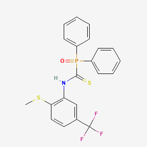 molecular formula C21H17F3NOPS2 B3042797 N-[2-(methylthio)-5-(trifluoromethyl)phenyl]oxo(diphenyl)phosphoranecarbothioamide CAS No. 680213-02-9