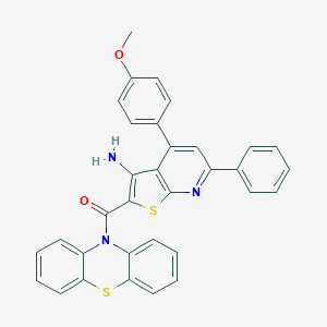 molecular formula C33H23N3O2S2 B304280 4-(4-methoxyphenyl)-2-(10H-phenothiazin-10-ylcarbonyl)-6-phenylthieno[2,3-b]pyridin-3-amine 