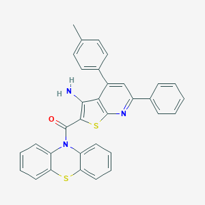 molecular formula C33H23N3OS2 B304281 4-(4-methylphenyl)-2-(10H-phenothiazin-10-ylcarbonyl)-6-phenylthieno[2,3-b]pyridin-3-ylamine 