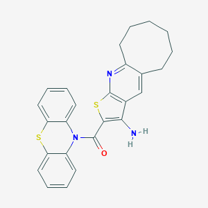 molecular formula C26H23N3OS2 B304282 2-(10H-phenothiazin-10-ylcarbonyl)-5,6,7,8,9,10-hexahydrocycloocta[b]thieno[3,2-e]pyridin-3-amine 