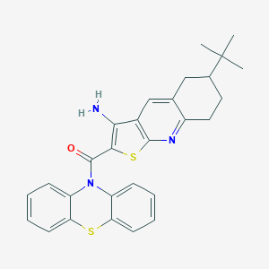 molecular formula C28H27N3OS2 B304283 6-tert-butyl-2-(10H-phenothiazin-10-ylcarbonyl)-5,6,7,8-tetrahydrothieno[2,3-b]quinolin-3-amine 
