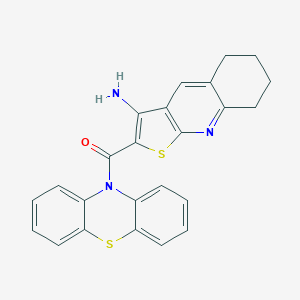 molecular formula C24H19N3OS2 B304284 2-(10H-phenothiazin-10-ylcarbonyl)-5,6,7,8-tetrahydrothieno[2,3-b]quinolin-3-amine 