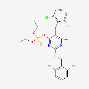 molecular formula C23H23Cl4N2O3PS2 B3042843 [5-[(2,6-Dichlorophenyl)methyl]-2-[(2,6-dichlorophenyl)methylsulfanyl]-6-methylpyrimidin-4-yl]oxy-diethoxy-sulfanylidene-lambda5-phosphane CAS No. 680214-44-2