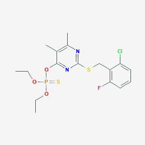 molecular formula C17H21ClFN2O3PS2 B3042844 O-{2-[(2-chloro-6-fluorobenzyl)thio]-5,6-dimethylpyrimidin-4-yl} O,O-diethyl phosphothioate CAS No. 680214-45-3