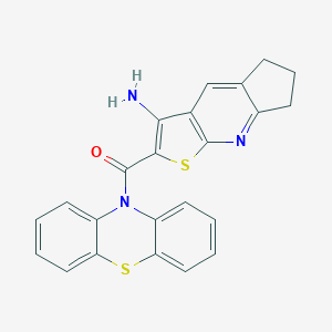 molecular formula C23H17N3OS2 B304285 2-(10H-phenothiazin-10-ylcarbonyl)-6,7-dihydro-5H-cyclopenta[b]thieno[3,2-e]pyridin-3-ylamine 
