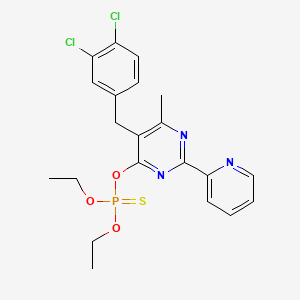 molecular formula C21H22Cl2N3O3PS B3042858 [5-[(3,4-Dichlorophenyl)methyl]-6-methyl-2-pyridin-2-ylpyrimidin-4-yl]oxy-diethoxy-sulfanylidene-lambda5-phosphane CAS No. 680214-83-9