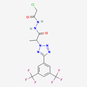 molecular formula C14H11ClF6N6O2 B3042859 N'1-(2-chloroacetyl)-2-{5-[3,5-di(trifluoromethyl)phenyl]-2H-1,2,3,4-tetraazol-2-yl}propanohydrazide CAS No. 680214-90-8