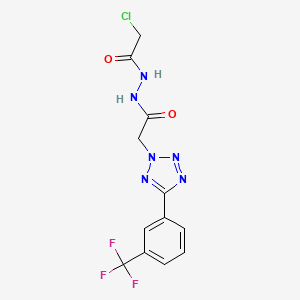 molecular formula C12H10ClF3N6O2 B3042860 N'1-(2-chloroacetyl)-2-{5-[3-(trifluoromethyl)phenyl]-2H-1,2,3,4-tetraazol-2-yl}ethanohydrazide CAS No. 680214-91-9