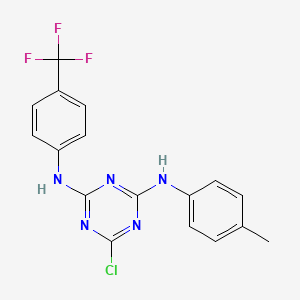 molecular formula C17H13ClF3N5 B3042869 N2-(4-methylphenyl)-N4-[4-(trifluoromethyl)phenyl]-6-chloro-1,3,5-triazine-2,4-diamine CAS No. 680215-23-0