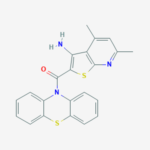 molecular formula C22H17N3OS2 B304287 4,6-dimethyl-2-(10H-phenothiazin-10-ylcarbonyl)thieno[2,3-b]pyridin-3-amine 