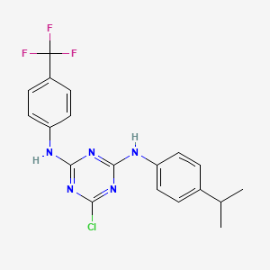 molecular formula C19H17ClF3N5 B3042870 N2-(4-isopropylphenyl)-N4-[4-(trifluoromethyl)phenyl]-6-chloro-1,3,5-triazine-2,4-diamine CAS No. 680215-24-1