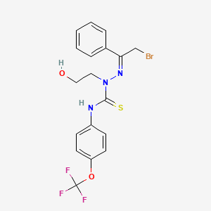 molecular formula C18H17BrF3N3O2S B3042871 1-[(E)-(2-bromo-1-phenylethylidene)amino]-1-(2-hydroxyethyl)-3-[4-(trifluoromethoxy)phenyl]thiourea CAS No. 680215-25-2