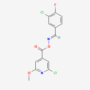 molecular formula C14H9Cl2FN2O3 B3042876 2-Chloro-4-[({[(3-chloro-4-fluorophenyl)methylene]amino}oxy)carbonyl]-6-methoxypyridine CAS No. 680215-43-4