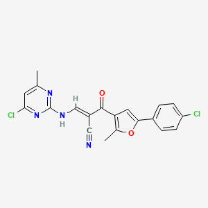 molecular formula C20H14Cl2N4O2 B3042884 3-[(4-Chloro-6-methylpyrimidin-2-yl)amino]-2-([5-(4-chlorophenyl)-2-methyl-3-furyl]carbonyl)acrylonitrile CAS No. 680215-68-3