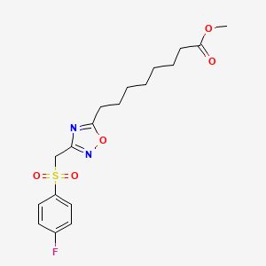 molecular formula C18H23FN2O5S B3042889 Methyl 8-(3-{[(4-fluorophenyl)sulphonyl]methyl}-1,2,4-oxadiazol-5-yl)octanoate CAS No. 680215-96-7