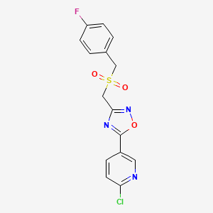 molecular formula C15H11ClFN3O3S B3042892 2-Chloro-5-(3-{[(4-fluorobenzyl)sulphonyl]methyl}-1,2,4-oxadiazol-5-yl)pyridine CAS No. 680216-03-9