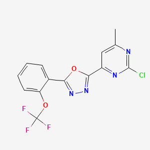 molecular formula C14H8ClF3N4O2 B3042897 2-(2-Chloro-6-methylpyrimidin-4-yl)-5-[2-(trifluoromethoxy)phenyl]-1,3,4-oxadiazole CAS No. 680216-49-3