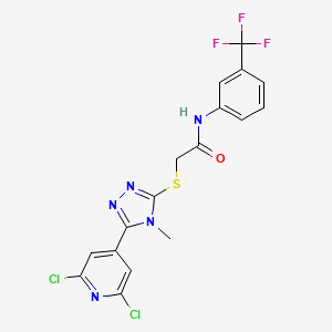 molecular formula C17H12Cl2F3N5OS B3042901 N1-[3-(trifluoromethyl)phenyl]-2-{[5-(2,6-dichloro-4-pyridyl)-4-methyl-4H-1,2,4-triazol-3-yl]thio}acetamide CAS No. 680216-62-0