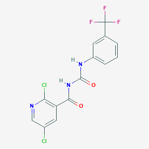 molecular formula C14H8Cl2F3N3O2 B3042902 N-[(2,5-dichloro-3-pyridyl)carbonyl]-N'-[3-(trifluoromethyl)phenyl]urea CAS No. 680216-68-6