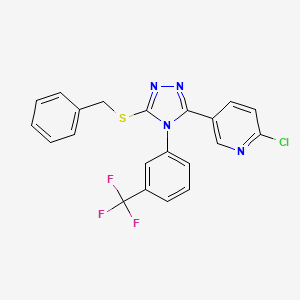 molecular formula C21H14ClF3N4S B3042907 5-{5-(benzylthio)-4-[3-(trifluoromethyl)phenyl]-4H-1,2,4-triazol-3-yl}-2-chloropyridine CAS No. 680216-97-1