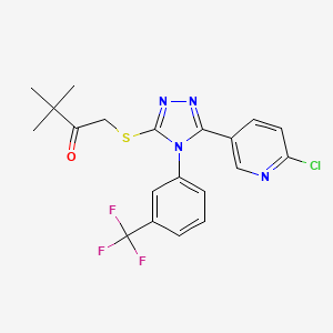 molecular formula C20H18ClF3N4OS B3042912 1-({5-(6-chloro-3-pyridyl)-4-[3-(trifluoromethyl)phenyl]-4H-1,2,4-triazol-3-yl}thio)-3,3-dimethylbutan-2-one CAS No. 680217-04-3