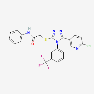 molecular formula C22H15ClF3N5OS B3042913 2-[[5-(6-chloropyridin-3-yl)-4-[3-(trifluoromethyl)phenyl]-1,2,4-triazol-3-yl]sulfanyl]-N-phenylacetamide CAS No. 680217-05-4
