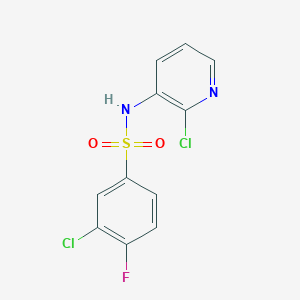 molecular formula C11H7Cl2FN2O2S B3042941 N1-(2-chloro-3-pyridyl)-3-chloro-4-fluorobenzene-1-sulphonamide CAS No. 680218-03-5