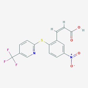 molecular formula C15H9F3N2O4S B3042943 (Z)-3-[5-nitro-2-[5-(trifluoromethyl)pyridin-2-yl]sulfanylphenyl]prop-2-enoic acid CAS No. 680218-12-6