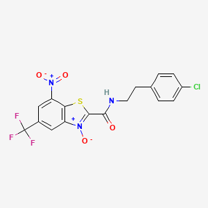 molecular formula C17H11ClF3N3O4S B3042965 2-{[(4-Chlorophenethyl)amino]carbonyl}-7-nitro-5-(trifluoromethyl)-1,3-benzothiazol-3-ium-3-olate CAS No. 680580-06-7
