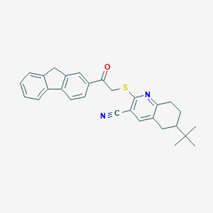 molecular formula C29H28N2OS B304303 6-tert-butyl-2-{[2-(9H-fluoren-2-yl)-2-oxoethyl]sulfanyl}-5,6,7,8-tetrahydro-3-quinolinecarbonitrile 