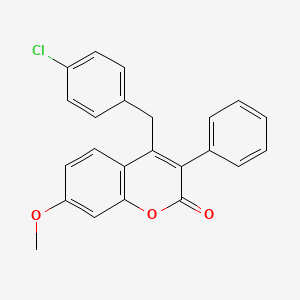 4-[(4-Chlorophenyl)methyl]-7-methoxy-3-phenylchromen-2-one