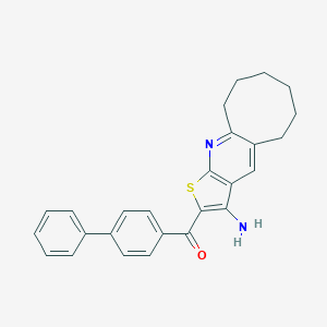 molecular formula C26H24N2OS B304304 (3-Amino-5,6,7,8,9,10-hexahydrocycloocta[b]thieno[3,2-e]pyridin-2-yl)([1,1'-biphenyl]-4-yl)methanone 