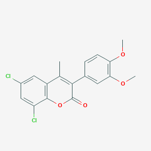 molecular formula C18H14Cl2O4 B3043052 6,8-Dichloro-3-(3,4-dimethoxyphenyl)-4-methylchromen-2-one CAS No. 720673-60-9