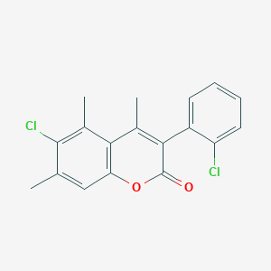 molecular formula C18H14Cl2O2 B3043058 6-Chloro-3-(2-chlorophenyl)-4,5,7-trimethylchromen-2-one CAS No. 720673-93-8