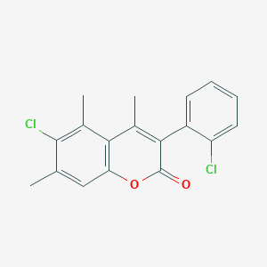 molecular formula C18H14Cl2O2 B3043058 6-Chloro-3-(2 inverted exclamation mark -chlorophenyl)-4,5,7-trimethylcoumarin CAS No. 720673-93-8