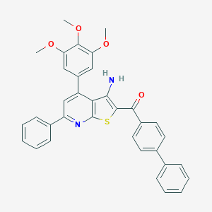 molecular formula C35H28N2O4S B304307 [3-Amino-6-phenyl-4-(3,4,5-trimethoxyphenyl)thieno[2,3-b]pyridin-2-yl]([1,1'-biphenyl]-4-yl)methanone 